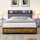 Contemporary Bed Frame With Storage Headboard, Charging Station, LED Lights by Unique Piece Furniture