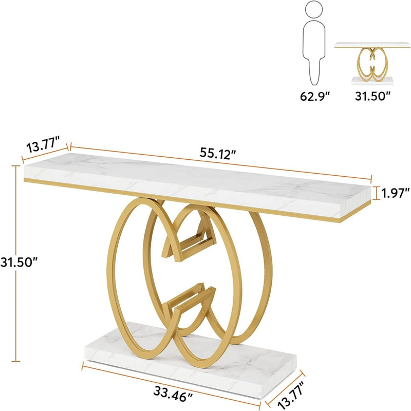 Console Table, Geometric Entryway Table For Living Hallway - White / Gold, photo 2 of 4