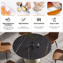 53.15" Modern Artificial Stone Round Carbon Steel Base Dining Table, Can Accommodate 6 People - Black / White by HouseOfZazla