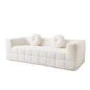 Boneless 3 Seater Sofa With Circular Throw Pillows - Beige by HouseOfZazla