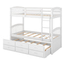 Bunk Bed With Trundle And Drawers, Arched Headboard And Footboard by HouseOfZazla