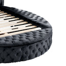 Hazel - Queen Size Tufted Storage Bed & Bluetooth Speakers, USB Port - Black