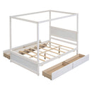 Canopy Platform Bed With Drawers, Support Slats, No Box Spring Needed by HouseOfZazla