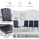 8 piece set of black armless dining chairs brings a touch of elegance and mystery to the dining area with its deep black tone,The grid and buckle design of the back add a vintage yet fashionable touch