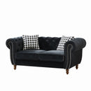 Chesterfield Upholstery Fabric Loveseat With Roll Armrest And Nailhead by HouseOfZazla