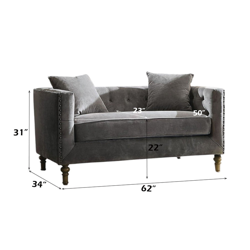 Sidonia - Loveseat With 2 Pillows - Gray, photo 2 of 6