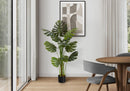 55" Tall, Artificial Plant, Monstera Tree, Indoor, Faux, Fake, Floor, Greenery, Potted, Real Touch, Decorative - Green / Black by Unique Piece Furniture