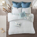 8 Piece Cotton Floral Printed Reversible Comforter Set Blue