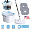 Spin Mop and Bucket with Wringer Set Flat Floor Mop with Clean and Dirty Water Separate System 2 Replaceable Reusable Washable Microfiber Mop Pads