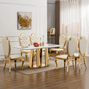 70'' Faux Marble Dining Table for 6 People