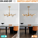 Modern Crystal Chandeliers, 9 Lights Golden Chandelier for Living Room Bedroom, Dining Room Chandelier Over Table, Kitchen Light Fixtures(Bulbs Not Included)