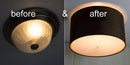 Moderne Flush Mount Conversion Kit 18"w Chocolate Burlap Shallow Drum Lampshade by LampsUSA