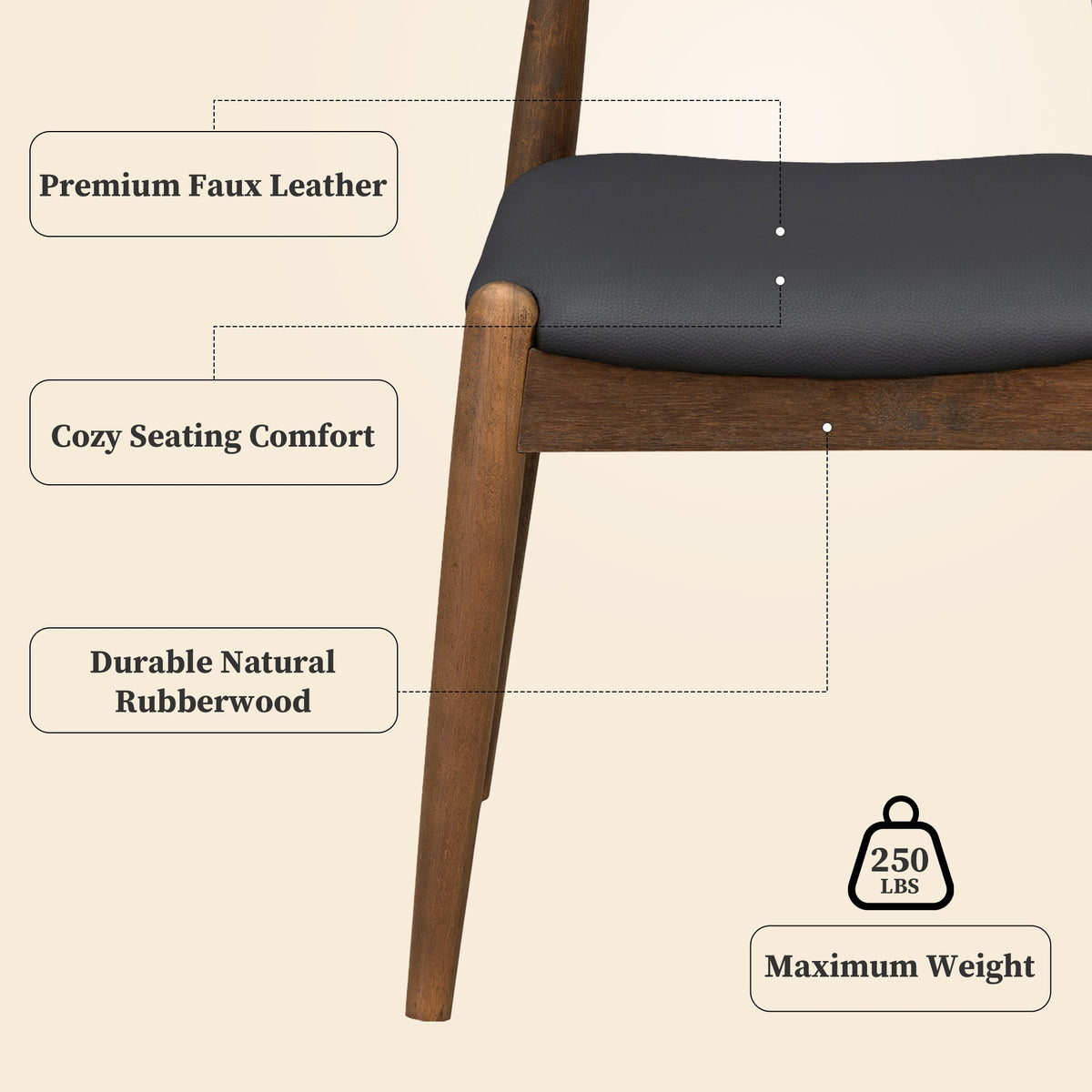 Set of 2 Rubberwood Dining Chairs, photo 9 of 11