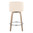 Toriano - Modern Design Fixed Height Counter Stool With Swivel With Round Footrest (Set of 2)