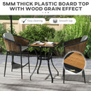 28" Outdoor Dining Table, Faux Wood Patio Furniture, Square Wood-Like Garden Table with Water Safe Design for Deck, Backyard, Lawn, Brown