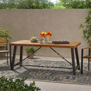 Outdoor Dining Table With Slat Wooden Panel And Turnbuckle Accents - Teak by HouseOfZazla