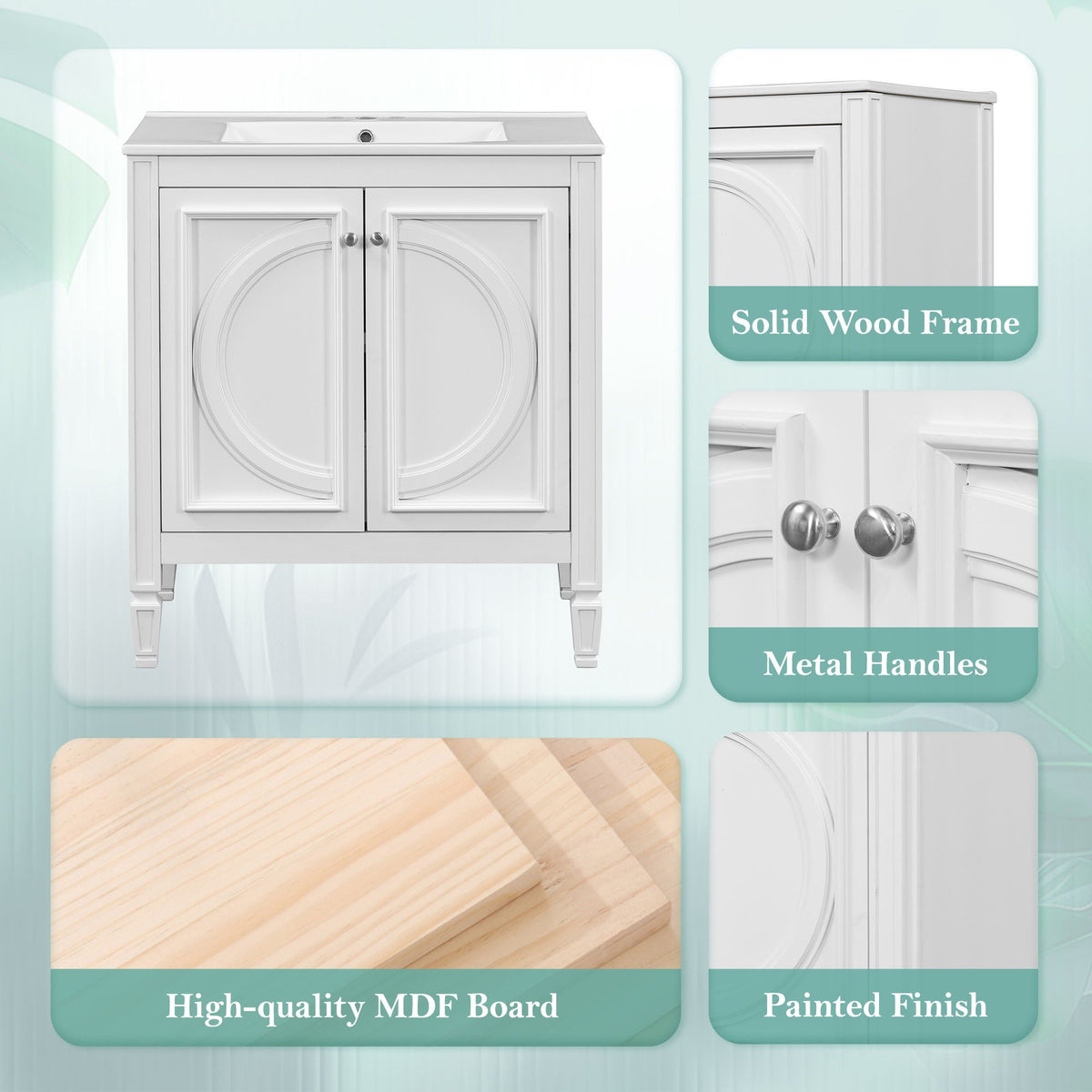 Double Sink Bathroom Vanity Set with Wall Mount Mirror Cabinet, photo 3 of 40