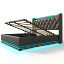 Upholstered Bed, 360 Surround LED Function, Remote Control, Hydraulic Storage Bed With USB, Type-C Charging (Without Mattress) by HouseOfZazla