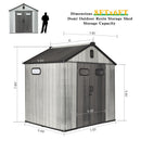 8x6FT Resin Outdoor Storage Shed with Lockable Door