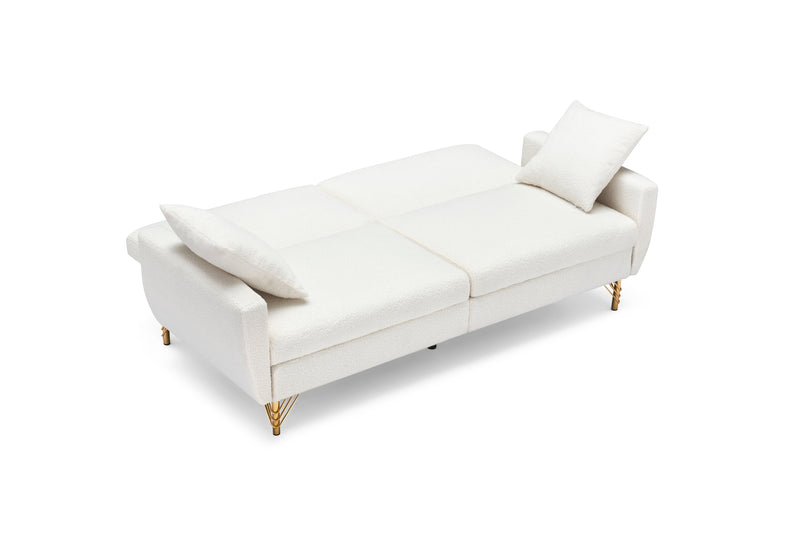 74.41 inch Teddy Velvet sofa bed with Separate adjustment backrest and Storage Function