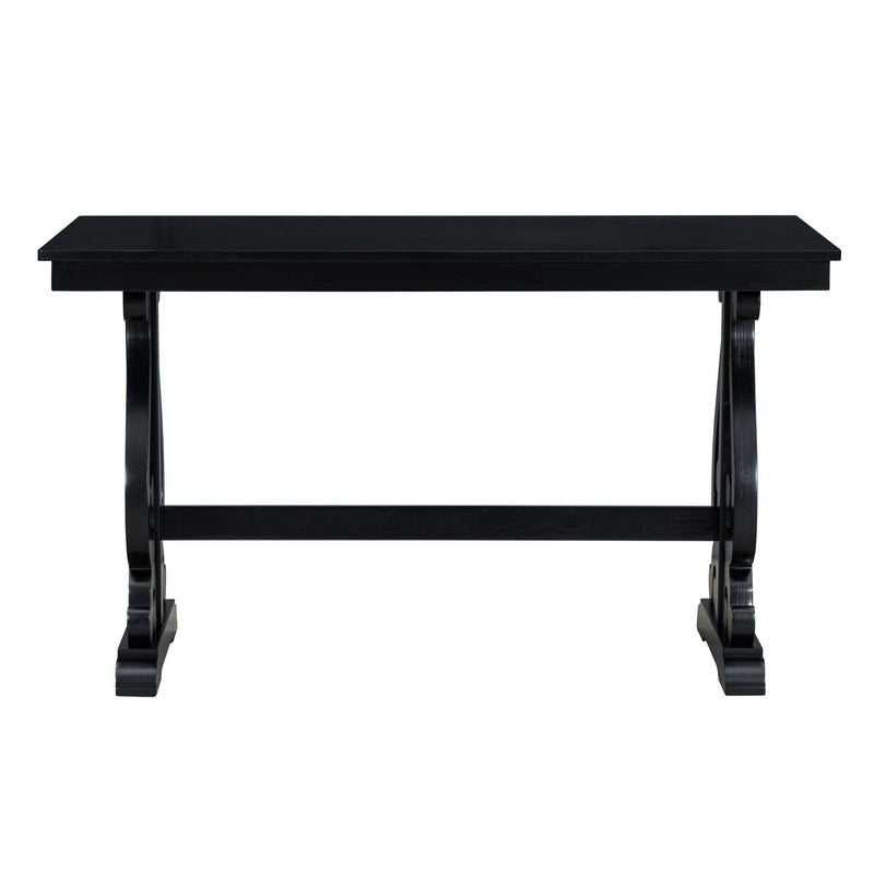 5-Piece Retro Dining Set, Rectangular Wooden Dining Table and 4 Upholstered Chairs for Dining Room and Kitchen (Black)