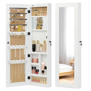 Jewelry Armoire Organizer With Full Length Mirror, Wall Mounted Lockable Cabinet With LED Light by Unique Piece Furniture