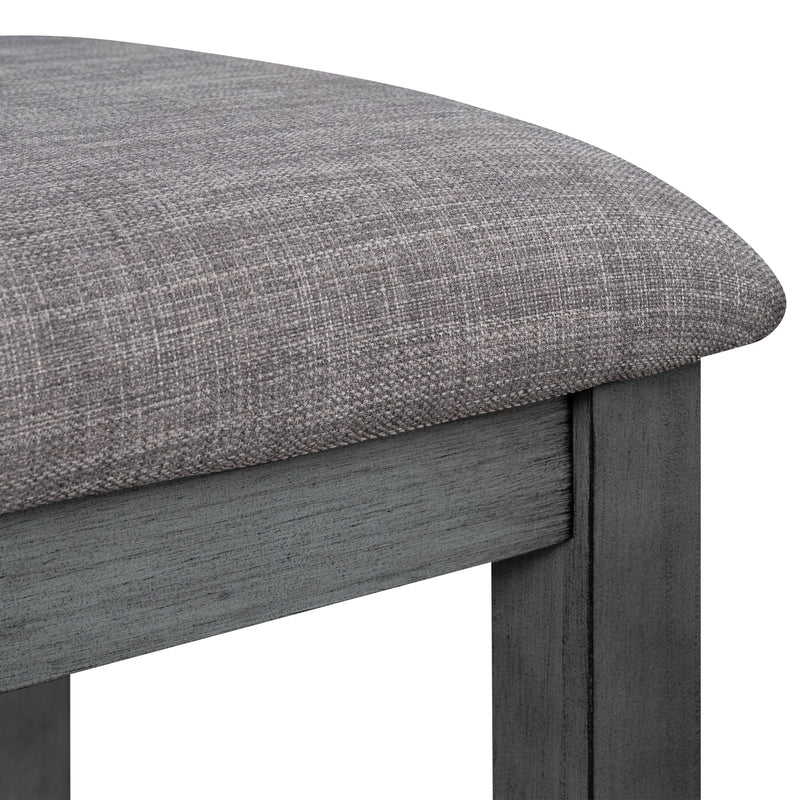 6 Piece Wooden Dining Table set, Kitchen Table set with 4 Chairs and Bench, Farmhouse Rustic Style,Gray