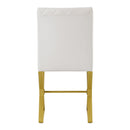 7-Piece Modern Dining Table Set, Rectangular Marble Texture Kitchen Table and 6 PU leather Chairs with X-Shaped Gold Steel Pipe Legs for Dining Room (White)