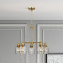 5 Lights Linear Arms With Chain Chandelier - Clear / Gold by HouseOfZazla