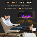 36" 1500W Electric Wall-Mounted Fireplace with Flame Effect, 7 Color Background Light and Side Light, Black
