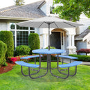 Round Outdoor Steel Picnic Table 46" With Umbrella Pole by HouseOfZazla
