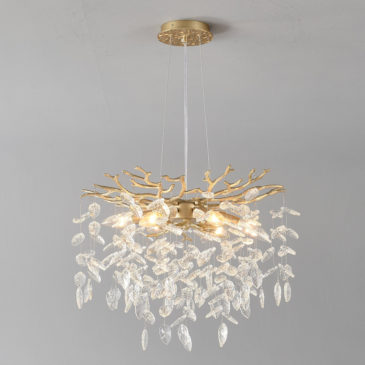 6-Light Chandelier Crystal Ceiling Lamp - Gold Finish, photo 13 of 16