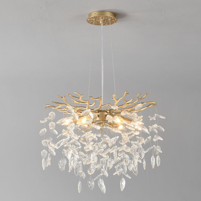 6-Light Chandelier Crystal Ceiling Lamp - Gold Finish, photo 13 of 16