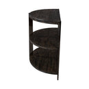 Kalne Console Table Half Moon Shape with 2 Open Shelves