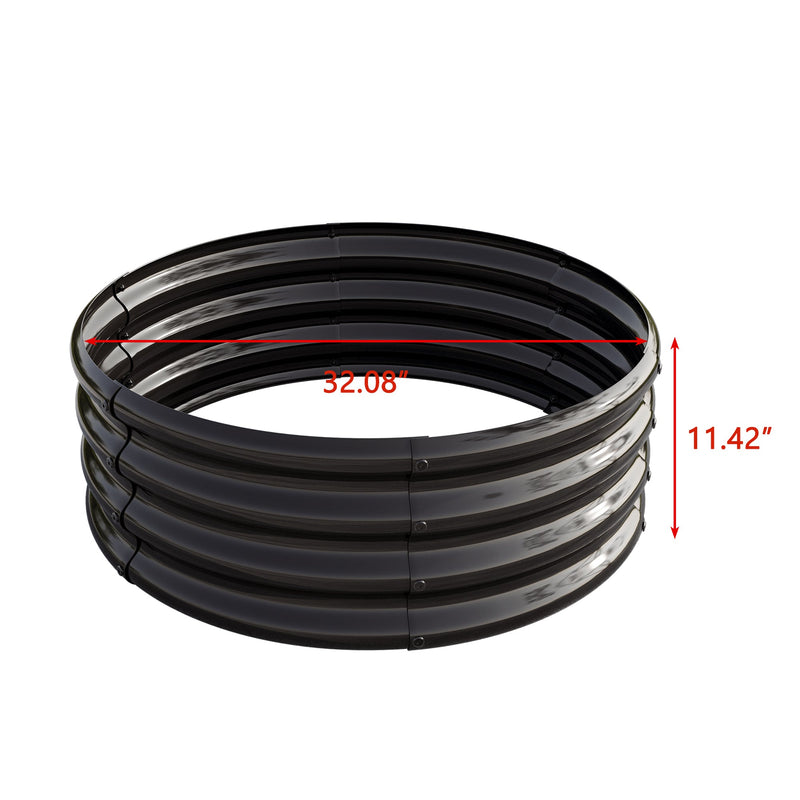 32.08"x11.4" Tall Round Raised Garedn Bed,Metal Raised Beds for Vegetables, Outdoor Garden Raised Planter Box, Backyard Patio Planter Raised Beds for Flowers, Herbs, Fruits Black