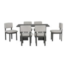 Dining Table Set With 6 Upholstered Chairs, Rectangular Table With Cutout Legs by HouseOfZazla