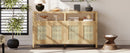 Bohemian Style Rattan Buffet Storage Cabinet with Solid Wood Frame