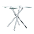 Modern Electroplated Metal Leg Bar Table with Tempered Glass Top
