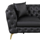 88.5" Modern Sofa Couch PU Upholstered Sofa with Sturdy Metal Legs, Button Tufted Back, 3 Seater Sofa Couch for Living Room, Apartment, Home Office, Black