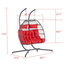 2 Person Outdoor Rattan Hanging Chair Patio Wicker Egg Chair