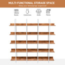 5 Tier Bookcase Home Office Open Bookshelf, Vintage Industrial Style Shelf, MDF Board, White Metal Frame, Brown