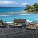 4 Pieces Patio Furniture Set, PE Rattan Wicker With Washable Cushion And Tempered Glass Tabletop, Conversation Furniture For Garden Poolside Balcony by HouseOfZazla