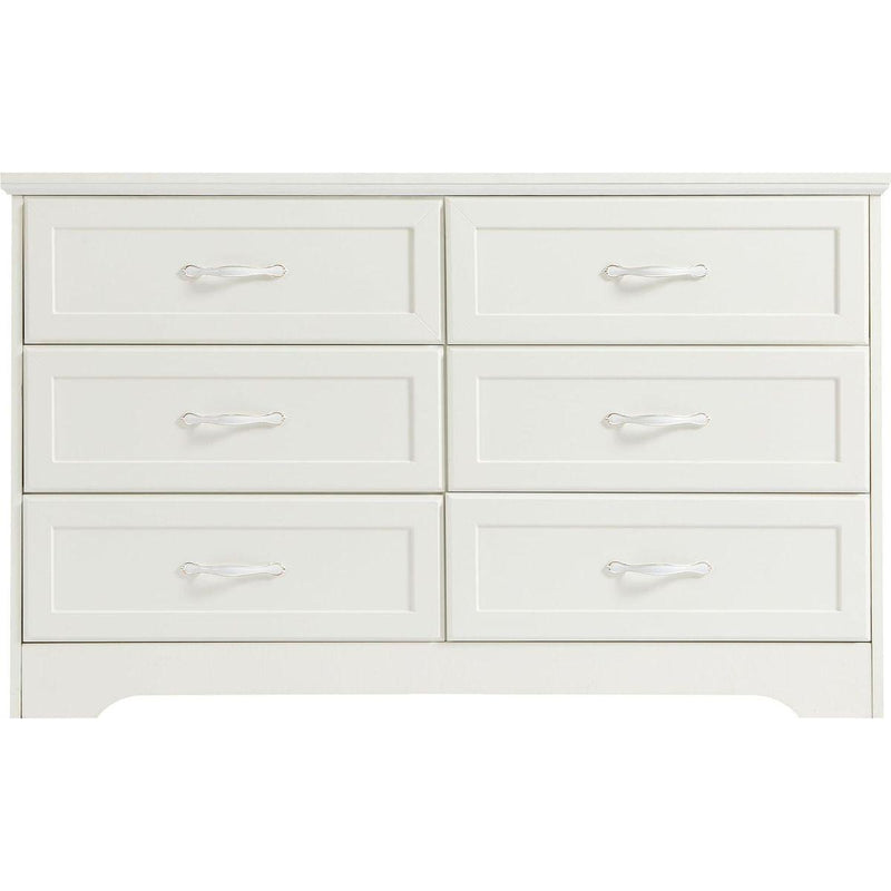 Modern 3 Drawer Bedroom Chest of Drawers with 6 Drawers Dresser, Clothes Organizer -Metal Pulls for Living Room, Bedroom, Hallway, White,47.6" x 15.7" x 28.9"