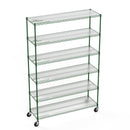 6 Tier Wire Shelving Unit, 6000 LBS NSF Height Adjustable Metal Garage Storage Shelves with Wheels, Heavy Duty Storage Wire Rack Metal Shelves - Green