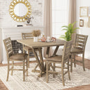 5 Pieces Set Counter Table Set Square Counter Table Solid Wood Modern Farmhouse Rustic Look Distressed Look - Grayish Brown