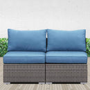 Armless Patio Sofa Set, With UV Resistant Frame And Waterproof Cushions - Blue / Brown by HouseOfZazla
