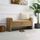 Modern Teddy Upholstered Large Bed End Bench With Arms And Storage by Unique Piece Furniture