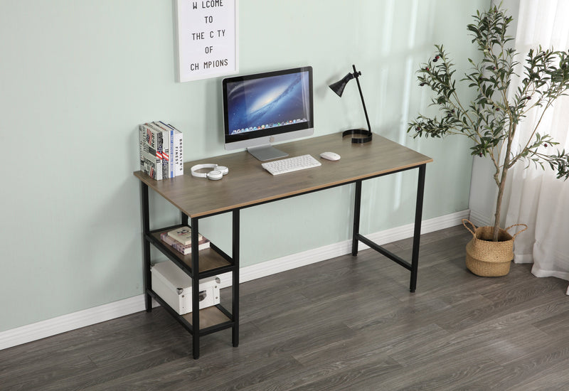 55-inch oversized light gray wood grain, best-selling home office computer desk, study writing desk with two-layer bookshelf