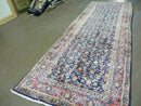3'7" X 10' Antique Handmade India Floral Oriental Wool Runner Rug Organic Blue
