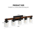 35" Rustic 5-Light Vanity Light, Industrial Bathroom Lighting Fixture